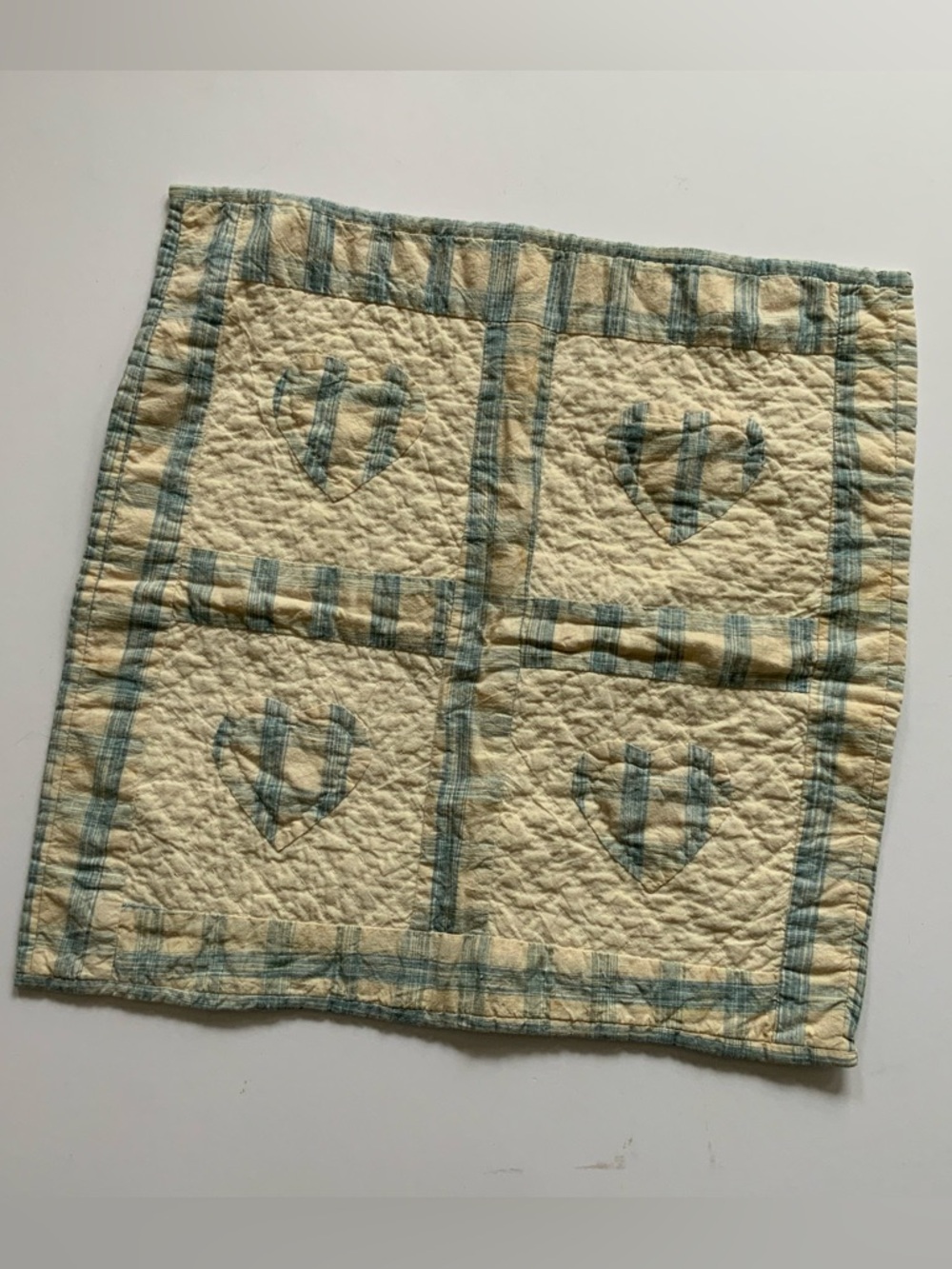 Vintage Handmade Heart Patchwork Quilt Square